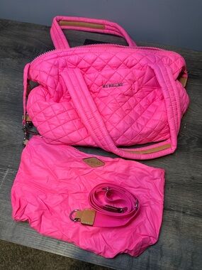 MZ Wallace Medium Sutton Delux Tote  Neon Pink Quilted Nylon